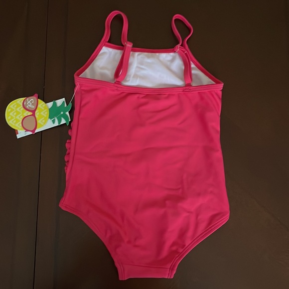 Toddler girl swan pink bathing suit. Size 2T - Picture 2 of 3